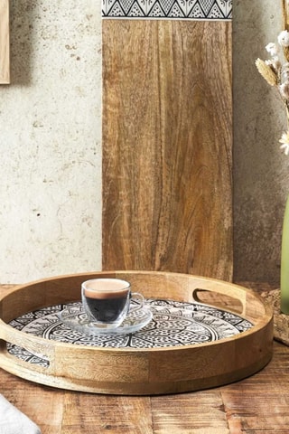 Bandeja redonda de madera de mango Dune - 35 cm