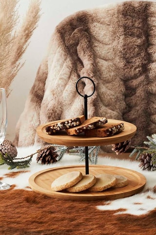 Expositor de bambú de 2 plantas - Natural y negro