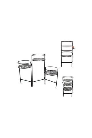 Portaplantas en forma de abanico 3 en 1 - Negro - 66,5 x 21 x 50 cm