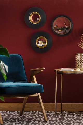 Pack de 3 espejos convexos - 26 x 26 x 3 cm - Negro y dorado