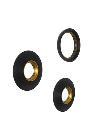 Pack de 3 espejos convexos - 26 x 26 x 3 cm - Negro y dorado