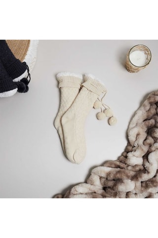 2 pares de calcetines forrados - Beige y gris oscuro