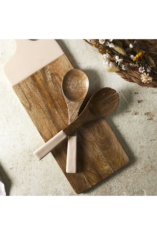 Cubiertos para ensalada de madera de mango