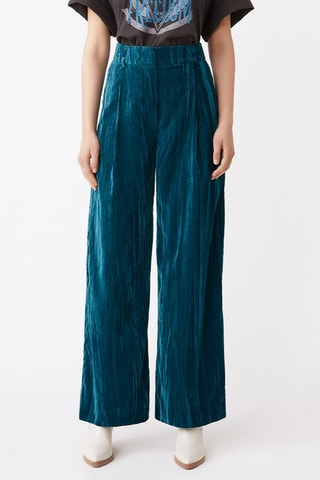 Calças de cintura alta - Azul-pato