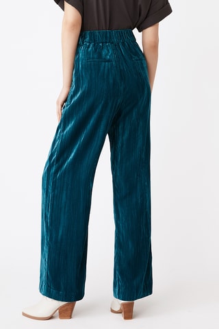 Calças de cintura alta - Azul-pato