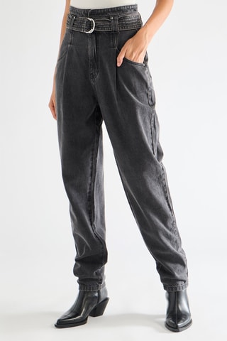 Calças de ganga de cintura alta - Cinzento-escuro