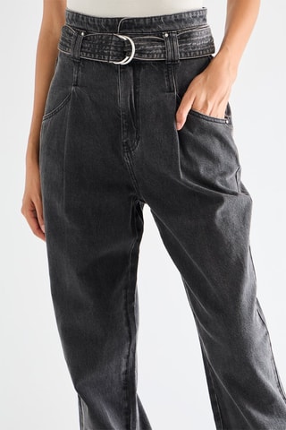 Calças de ganga de cintura alta - Cinzento-escuro