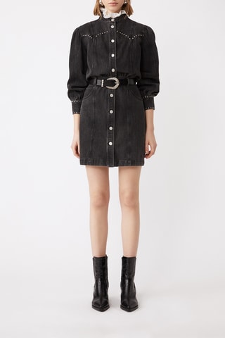 Vestido-camisa de ganga - Preto