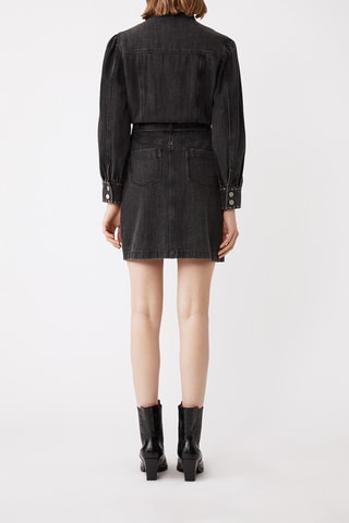 Vestido-camisa de ganga - Preto