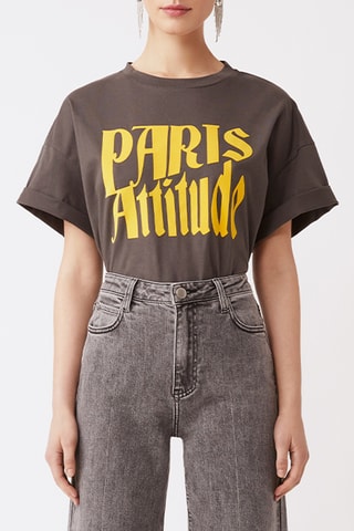 T-shirt em algodão biológico - Cinzento