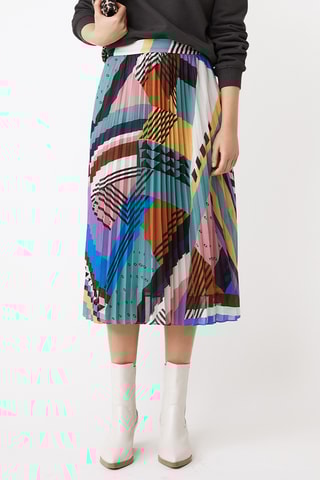 Saia plissada - Preto e castanho