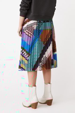 Saia plissada - Preto e castanho