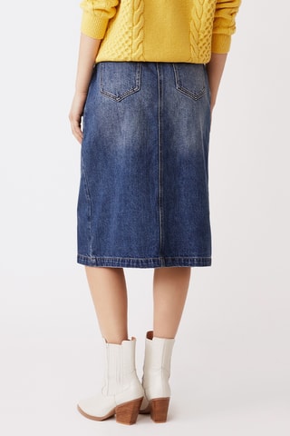 Saia direita de de ganga de cintura alta - Azul