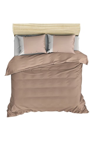 Parure copripiumino in cotone rinforzato 57 fili/cm² Plain - Beige e bianco