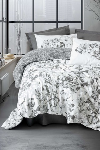 Parure copripiumino double face in cotone - 57 fili/cm² Florva - Antracite