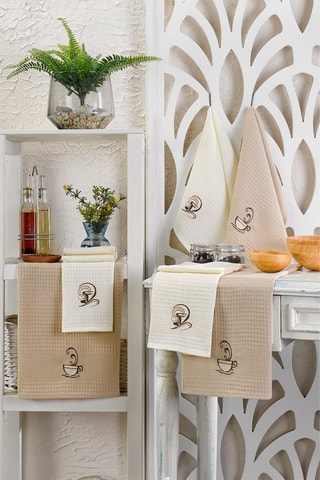 6 strofinacci - Beige ed ecrù