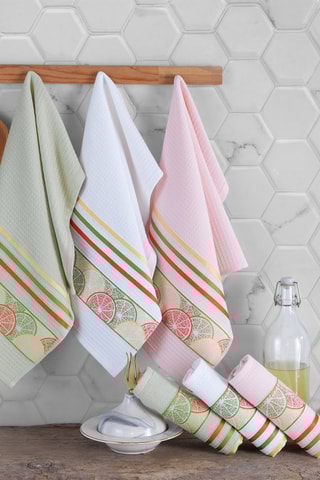 6 strofinacci - Bianco e rosa