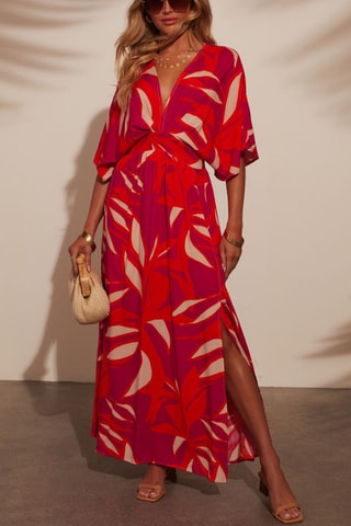 Robe longue - Blanc et rouge