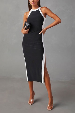 Robe midi - Blanc et noir