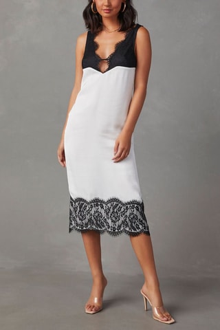 Robe midi - Blanc et noir