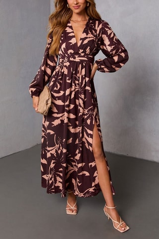 Robe longue - Noir et rose