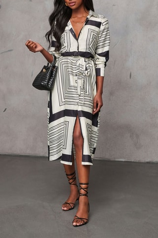 Robe chemise - Blanc et noir