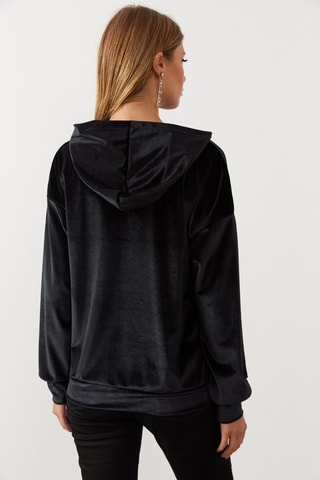 Sweat à capuche en velours - Noir