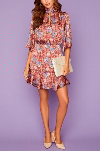 Robe droite - Bleu et marron