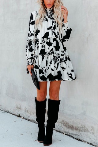 Robe volantée - Blanc et noir