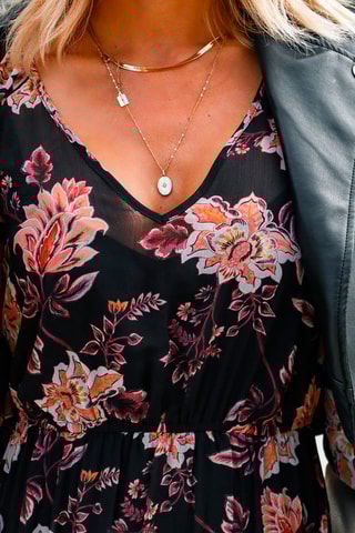 Robe longue - Noir et rose