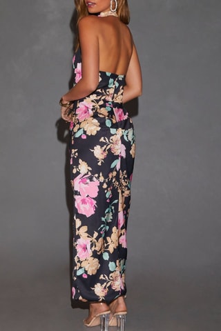 Robe longue - Noir et rose