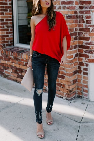 Blouse asymétrique - Rouge