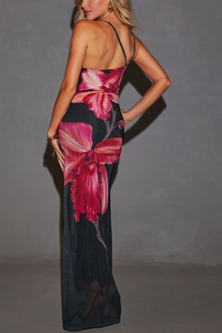 Robe longue - Noir et rose