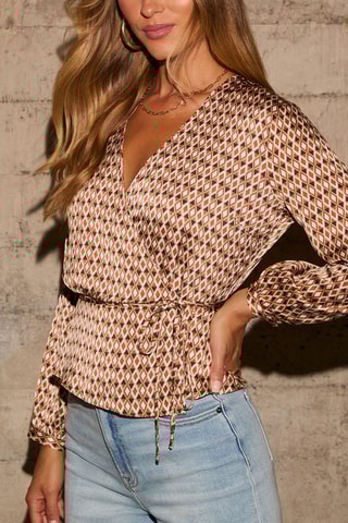 Blouse - Écru et marron