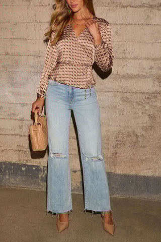 Blouse - Écru et marron