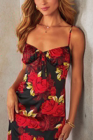 Robe longue - Noir et rouge