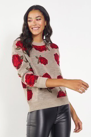 Pull - Beige et rouge