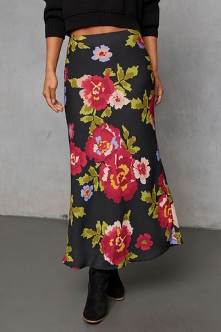 Jupe midi taille haute - Noir et rouge