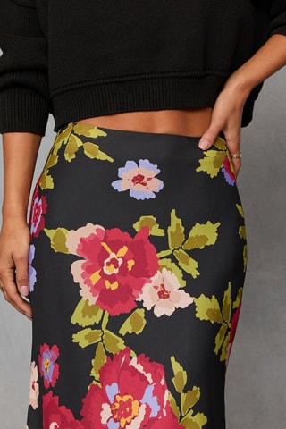 Jupe midi taille haute - Noir et rouge