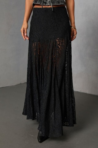 Jupe longue en dentelle - Noir