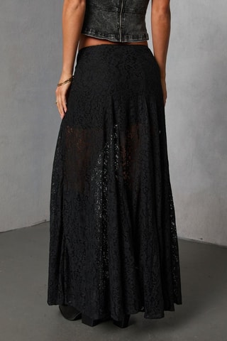 Jupe longue en dentelle - Noir