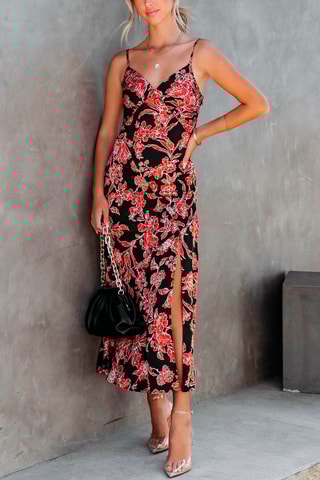 Robe midi - Noir et rouge