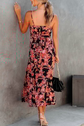 Robe midi - Noir et rouge