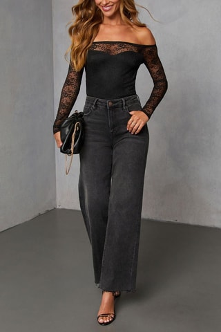 Top en dentelle - Noir