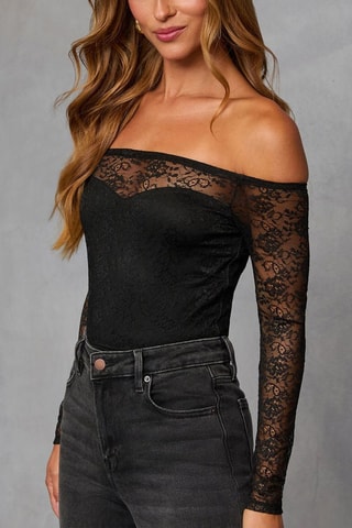 Top en dentelle - Noir