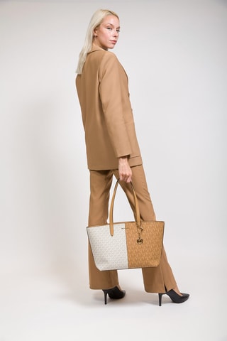 Cabas Jet Set - Camel et blanc