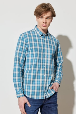 Overhemd - Blauw en Ecru