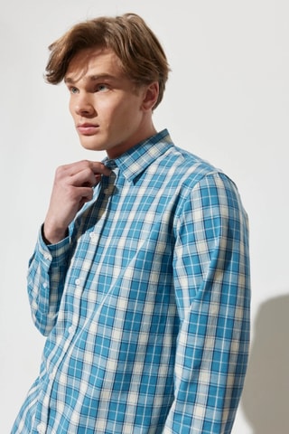 Overhemd - Blauw en Ecru