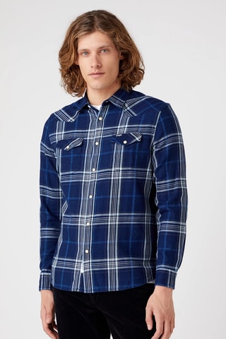 Overhemd Regular Western - Marineblauw en Lichtgrijs