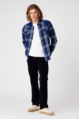 Overhemd Regular Western - Marineblauw en Lichtgrijs